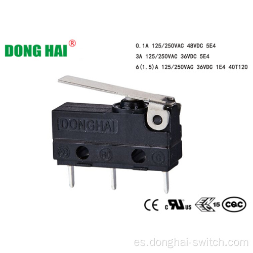 Microinterruptor subminiatura a prueba de polvo para electrodomésticos